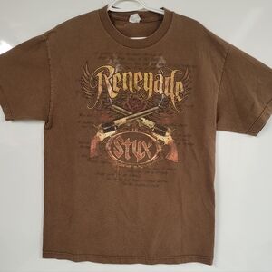 Styx Renegade Brown Large Band Tee North American Tour Alstyle Y2K T-Shirt